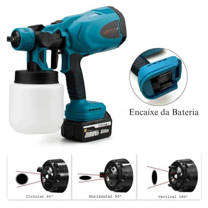 Pistola de Pintura Pulverização HVLP à Bateria 20V 1200ml com Carregador Bivolt - DKG21K3Y-S1 V1