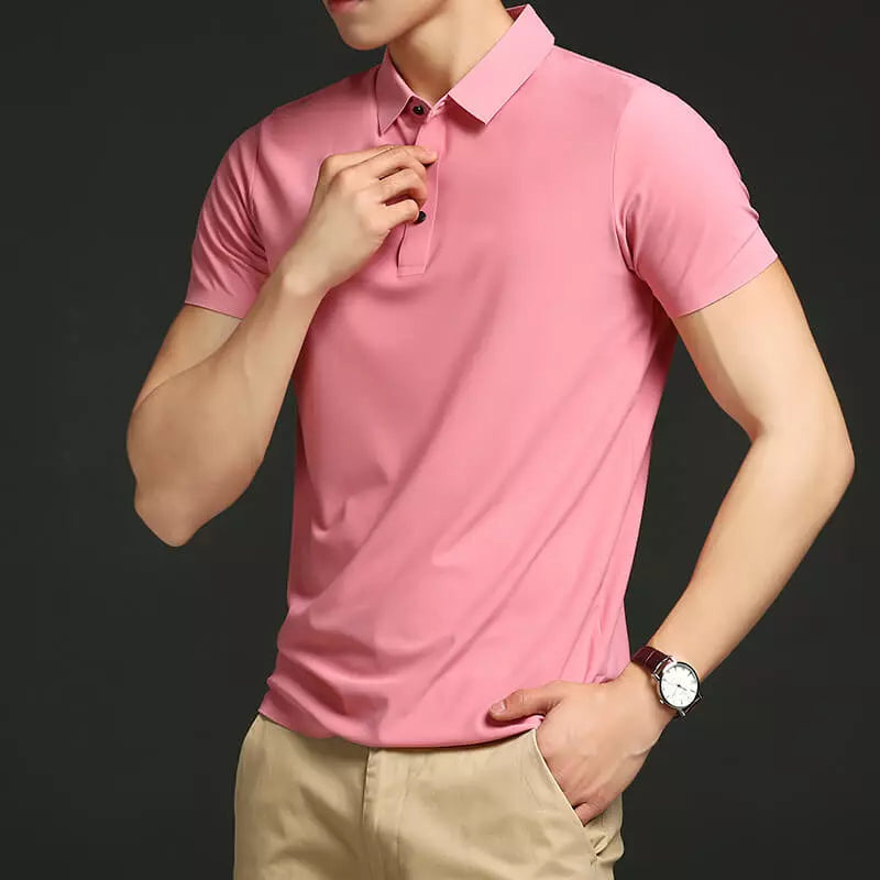 Camisa Polo Elegance - Tecido em Seda Gelo