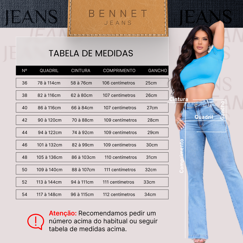 Calça Jeans Flare Cintura Alta Bolso Faca