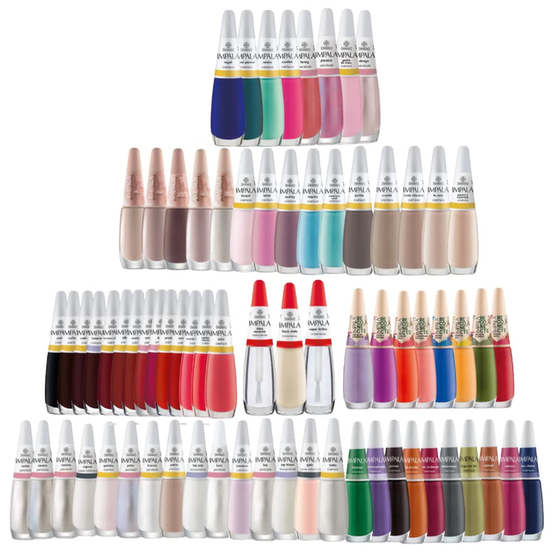 Kit Profissional Esmaltes Impala 73 Cores Variadas Manicure Espaço de Beleza Cuidado Pessoal