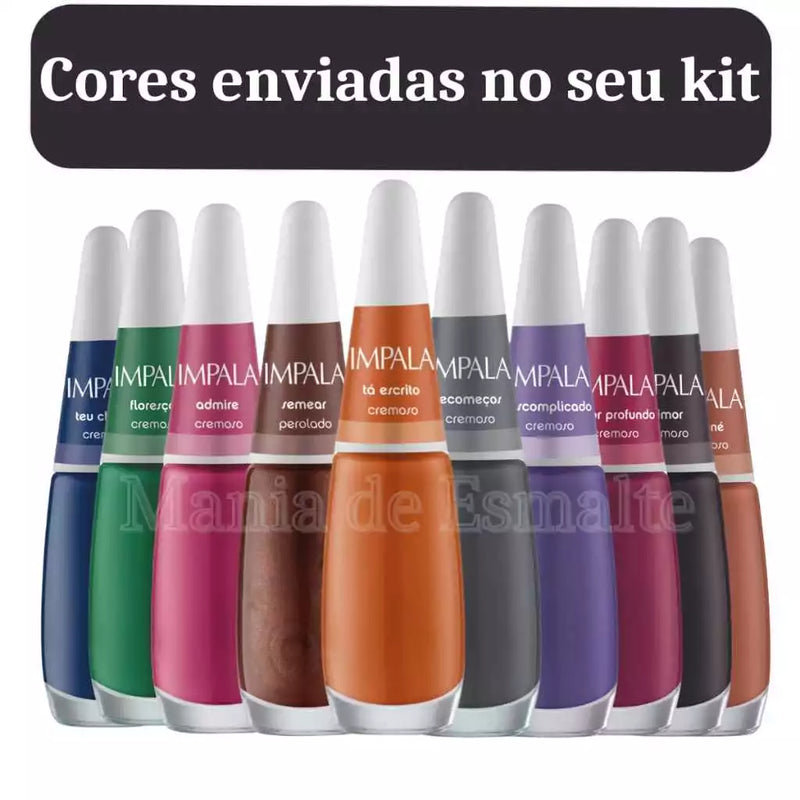 Kit Profissional Esmaltes Impala 73 Cores Variadas Manicure Espaço de Beleza Cuidado Pessoal