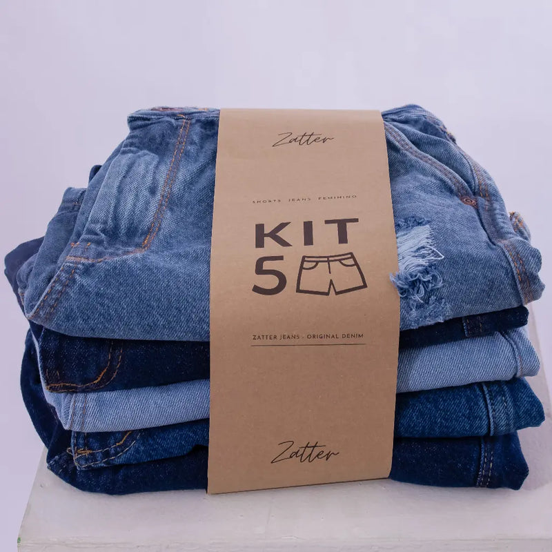 Kit 5 Shorts Jeans Feminino Cintura Alta (Poucos Kits Disponíveis)