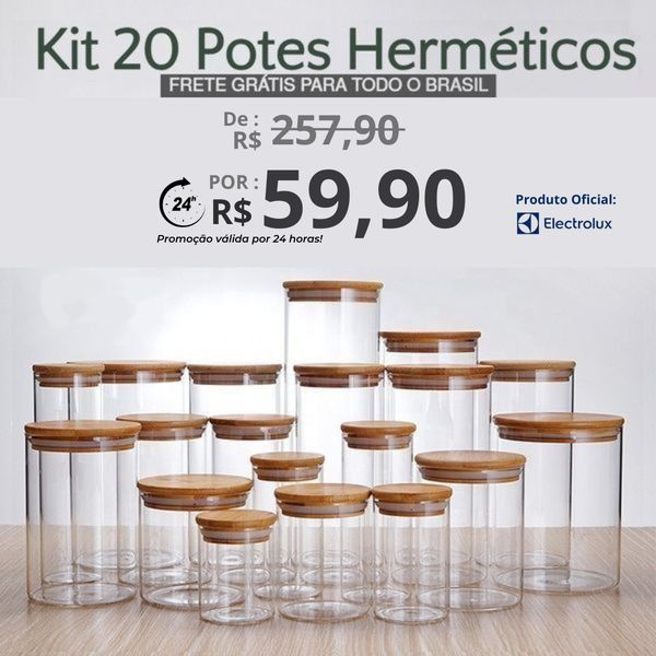 Apenas Hoje 20 Potes Herméticos (Compre 5 Leve 20 - ÚLTIMO DIA) (FRETE GRÁTIS + 69% OFF)