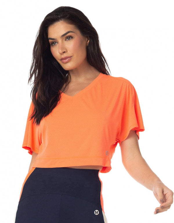 Blusa Fit Dendê Curta Laranja Neon